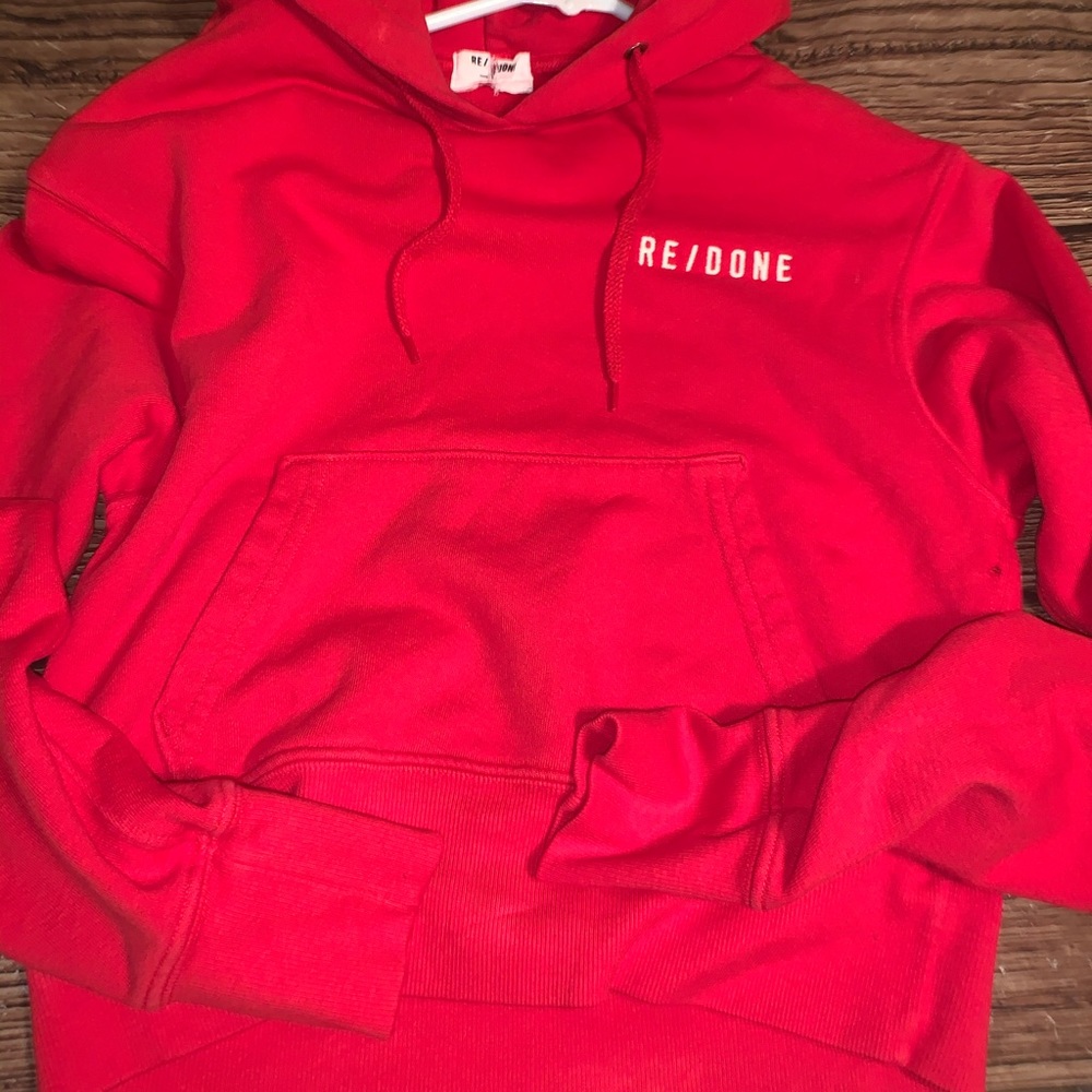 Re/done “The hard crop” hoodie red XS - Picture 3 of 4